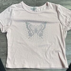 Pink Butterfly Short Sleeve Tee